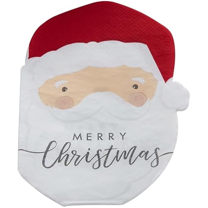 SHAPED MERRY CHRISTMAS PAPER PARTY DECORATIVE NAPKINS, SILLY SANTA, 16 PACK - Image 4